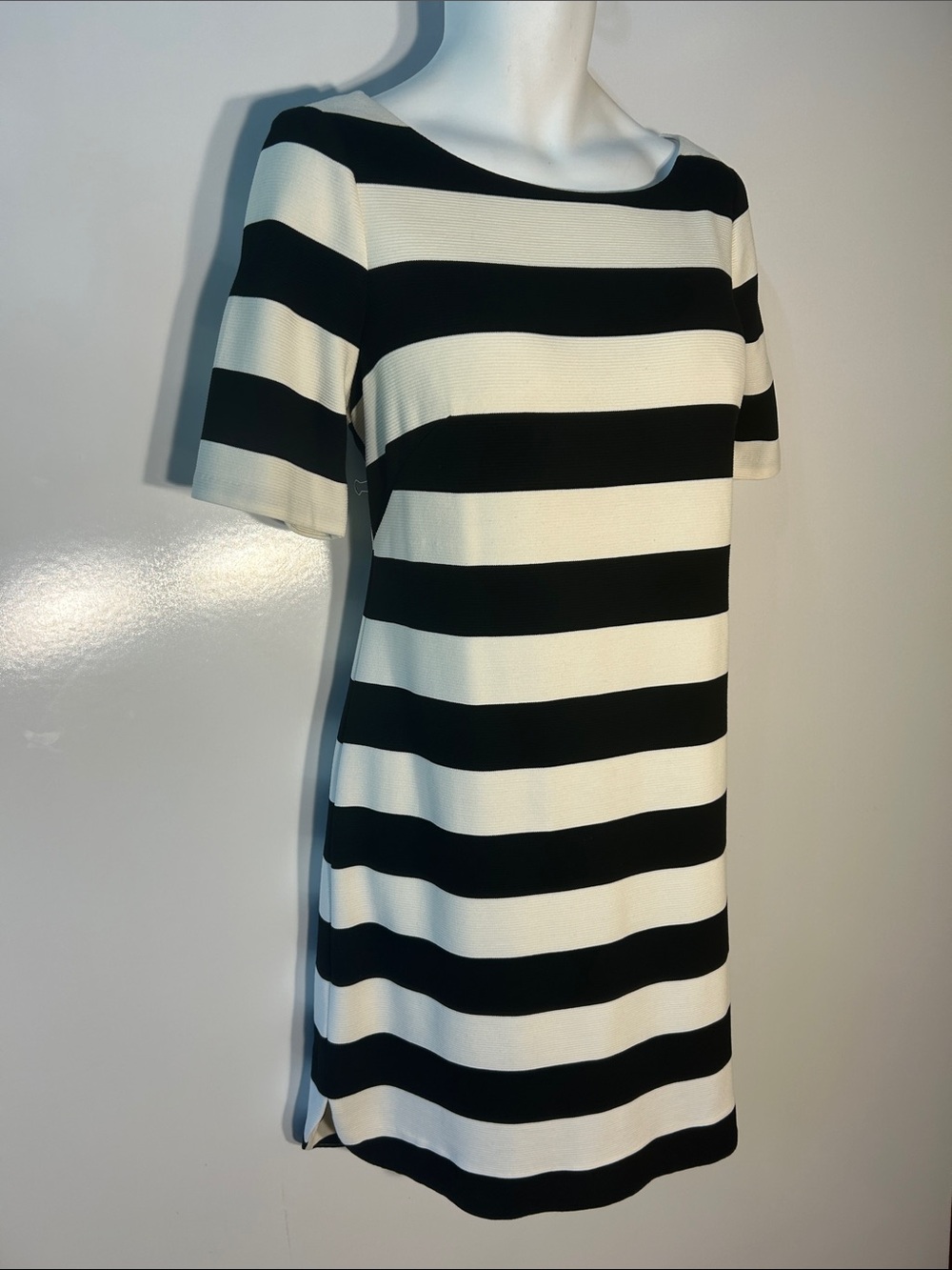 Jessica Howard Navy & White Stripe Knit Dress Modern Preppy Nautical Timeless